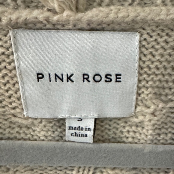 Pink Rose Cable Knit Open-Front Cardigan in Cream - Picture 2 of 3